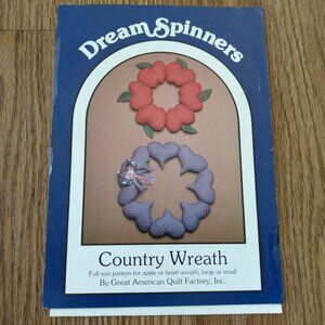 Vintage 80s Quilted Puffy Heart Apple Wreath Sewing Pattern Dream Spinners
